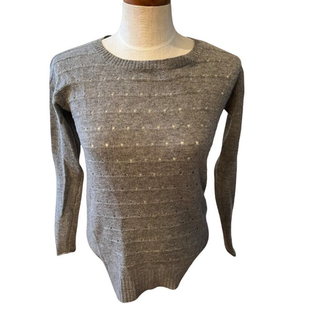 Saffron Open Knit Cashmere Sweater Gray S